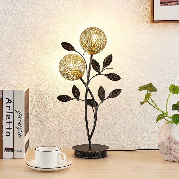 Lampa stołowa Evory Lucande, czarny, salon / jadalnia, metal, florentyński