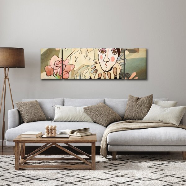 Obraz - Kubizm - harlequin and rose (170x50 cm)