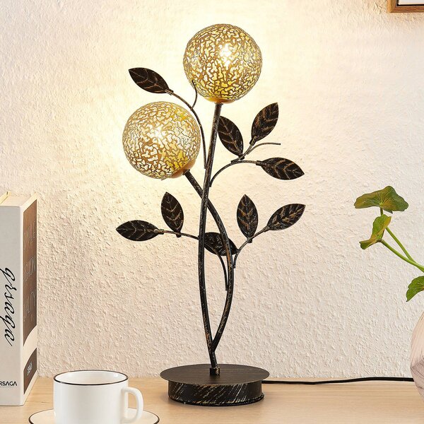 Lampa stołowa Evory Lucande, czarny, salon / jadalnia, metal, florentyński