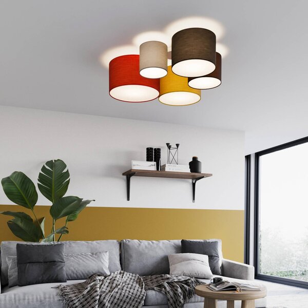 Lampa sufitowa Laurenz Lindby, możliwość ściemniania, multikolor, salon / jadalnia, tkanina / materiał / jedwab, nowoczesny