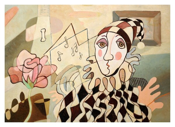 Obraz - Kubizm - harlequin and rose (70x50 cm)