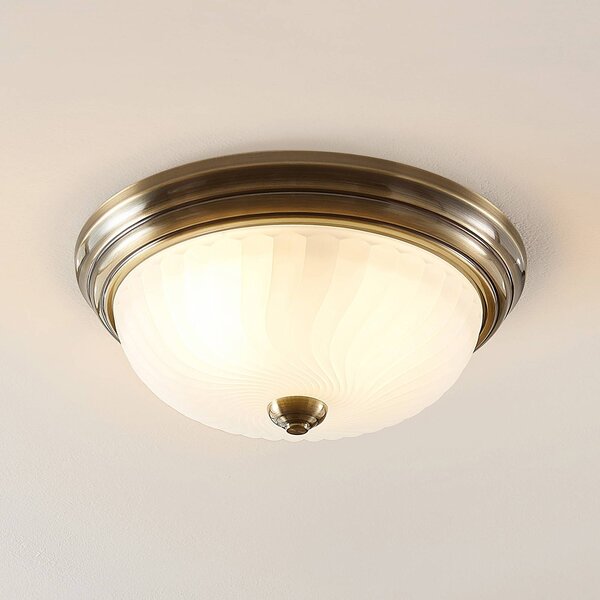 Lampa sufitowa Pakka Lindby, możliwość ściemniania, brązowy / mosiężny, salon / jadalnia, antyczny