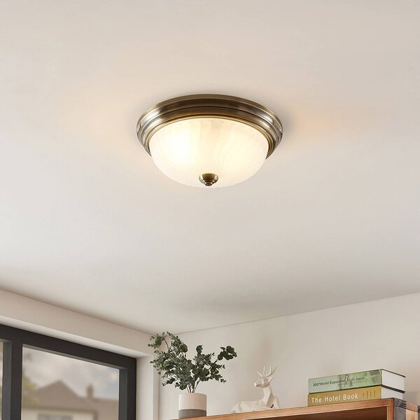 Lampa sufitowa Pakka Lindby, możliwość ściemniania, brązowy / mosiężny, salon / jadalnia, antyczny