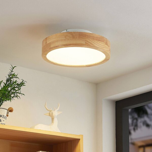Lampa sufitowa Lanira Lindby, możliwość ściemniania, jasne drewno, salon / jadalnia, drewno, nowoczesny