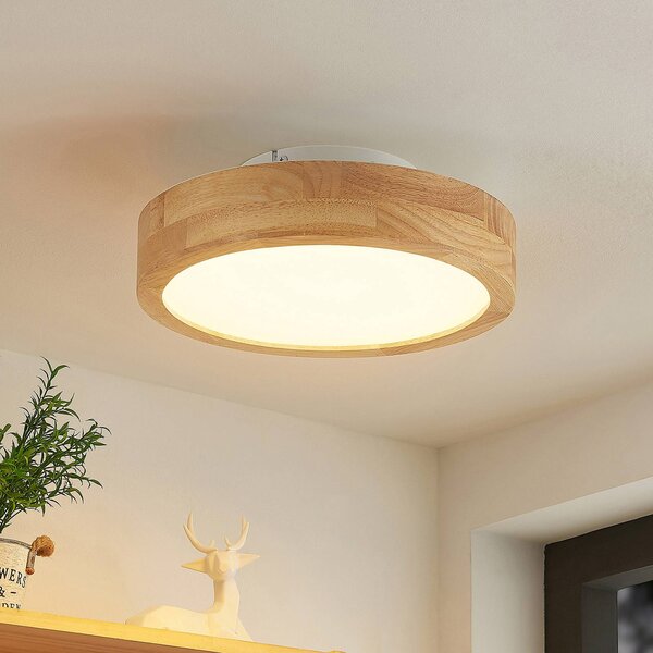 Lampa sufitowa Lanira Lindby, możliwość ściemniania, jasne drewno, salon / jadalnia, drewno, nowoczesny