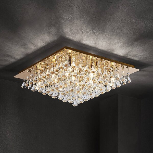 Lampa sufitowa kryształowa Rimedia Lindby, możliwość ściemniania, mosiężny / złoty, salon / jadalnia, metal
