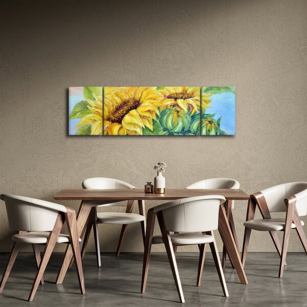 Obraz kwitnących słoneczników (170x50 cm)