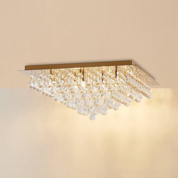 Lampa sufitowa kryształowa Rimedia Lindby, możliwość ściemniania, mosiężny / złoty, salon / jadalnia, metal