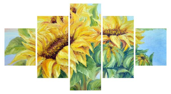 Obraz kwitnących słoneczników (125x70 cm)