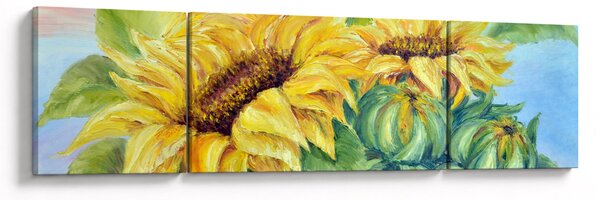 Obraz kwitnących słoneczników (170x50 cm)