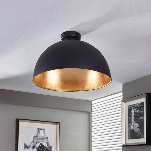 Lampa sufitowa Lya Lindby, możliwość ściemniania, czarny, salon / jadalnia, metal, nowoczesny