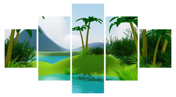 Obraz - Jeziora w dżungli (125x70 cm)
