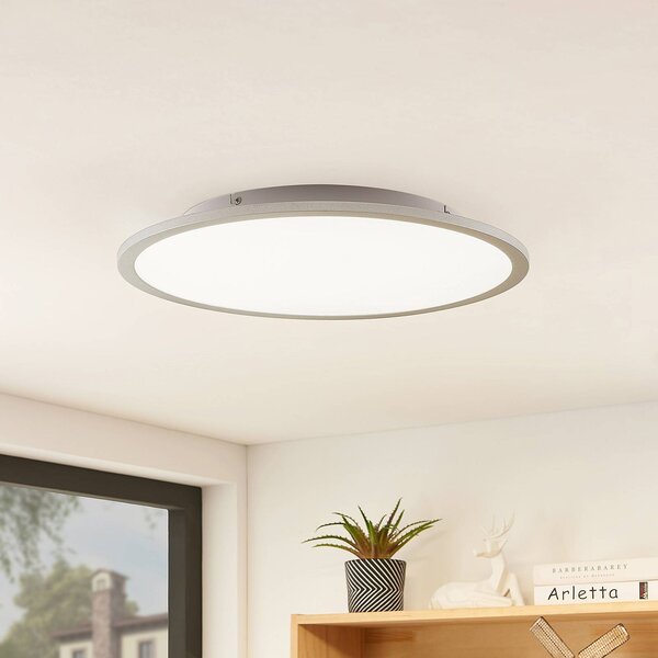 Lampa sufitowa LED Narima Lindby, aluminiowy / szary / cynkowy, kuchnia, tworzywo sztuczne, nowoczesny