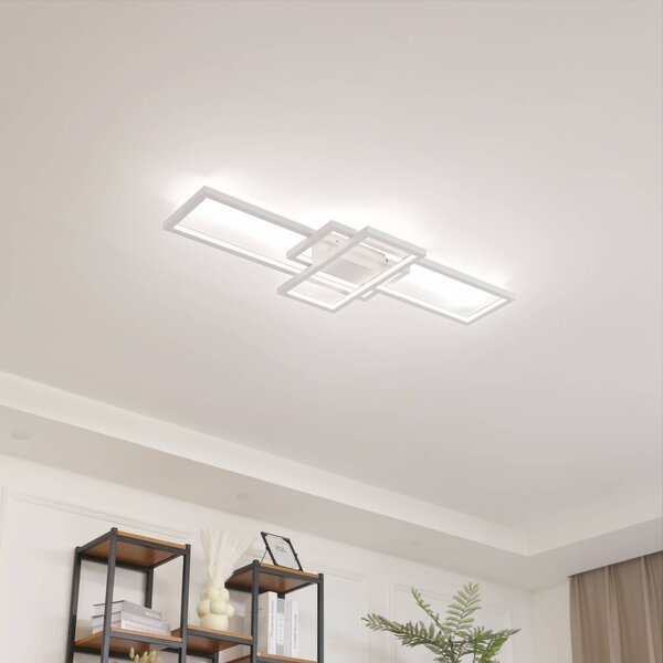 Lampa sufitowa LED Poppy Lindby, możliwość ściemniania, biały / opal, salon / jadalnia, aluminium, nowoczesny