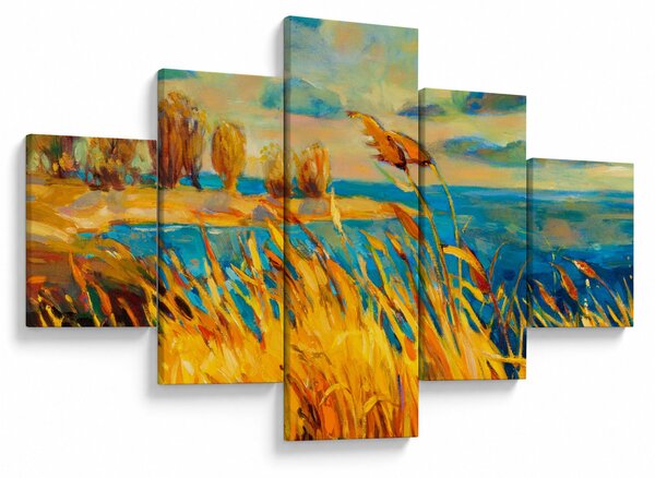 Obraz - Zachód słońca nad jeziorem, obraz akrylowy (125x70 cm)