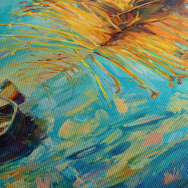 Obraz - Jezioro z łodziami (170x50 cm)