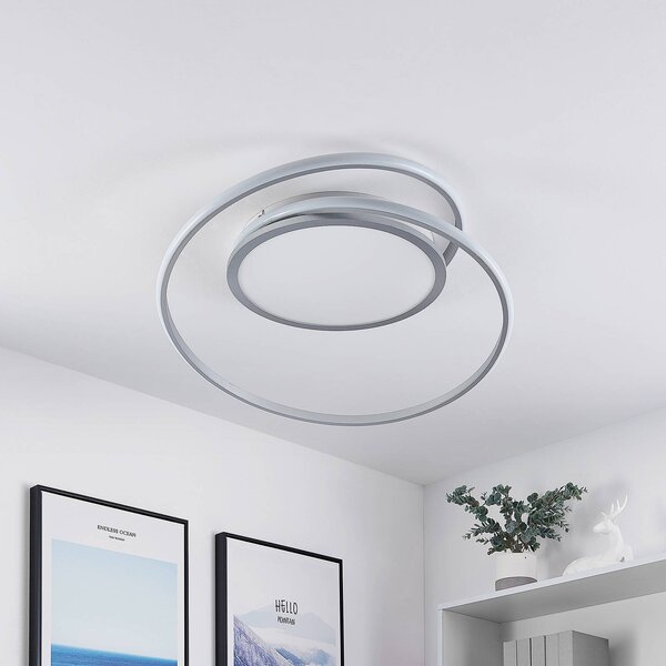 Lampa sufitowa LED Noud Lucande, możliwość ściemniania, aluminiowy / szary / cynkowy, sypialnia, metal, nowoczesny