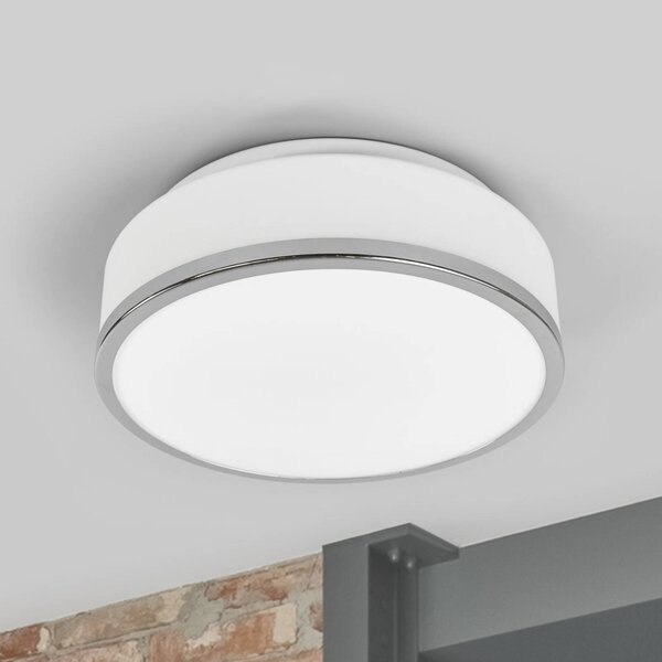 Searchlight Lampa sufitowa Flush IP44, możliwość ściemniania, biały / opal, łazienka, szkło, nowoczesny