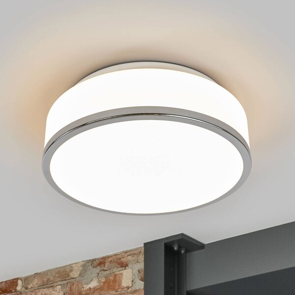 Searchlight Lampa sufitowa Flush IP44, możliwość ściemniania, biały / opal, łazienka, szkło, nowoczesny