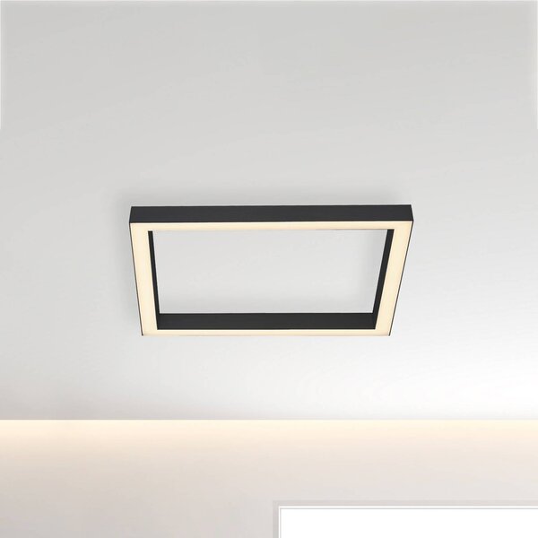 PURE Lampa sufitowa LED Lines Square, możliwość ściemniania, czarny, salon / jadalnia, aluminium, nowoczesny