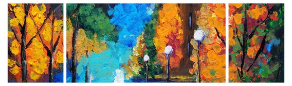 Obraz - Kochankowie, Pointillismus (170x50 cm)