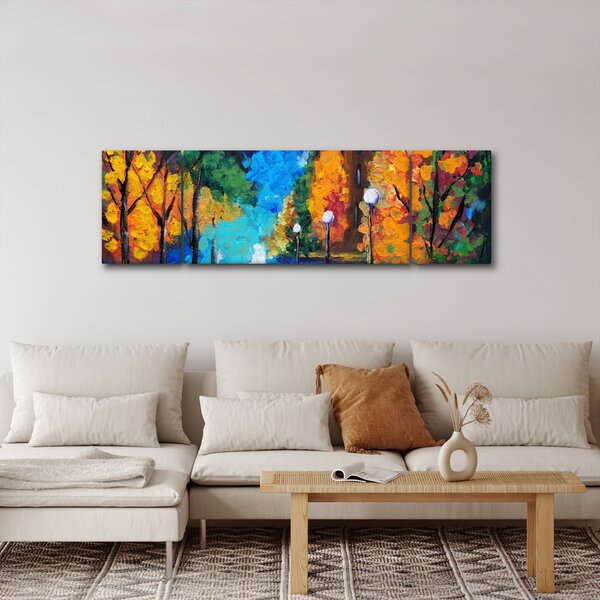 Obraz - Kochankowie, Pointillismus (170x50 cm)