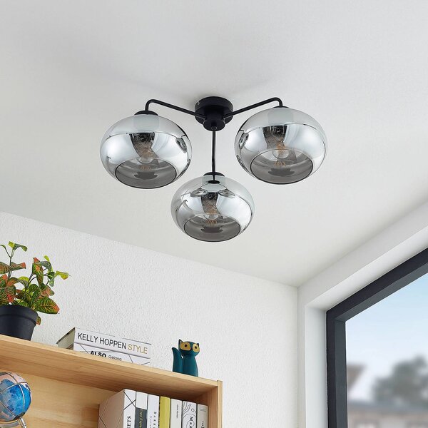 Lampa sufitowa Navidia Lindby, możliwość ściemniania, czarny, salon / jadalnia, metal, nowoczesny