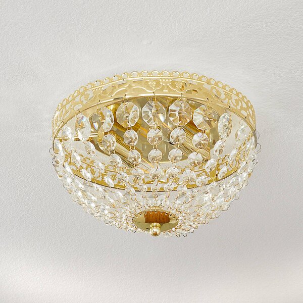 Markslöjd Lampa sufitowa kryształowa Saxholm, możliwość ściemniania, mosiężny / złoty, salon / jadalnia, metal, nowoczesny