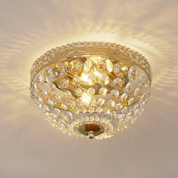 Markslöjd Lampa sufitowa kryształowa Saxholm, możliwość ściemniania, mosiężny / złoty, salon / jadalnia, metal, nowoczesny
