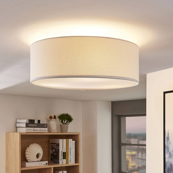 Lampa sufitowa Mariat Lindby, możliwość ściemniania, biały / opal, salon / jadalnia, tkanina / materiał / jedwab, nowoczesny