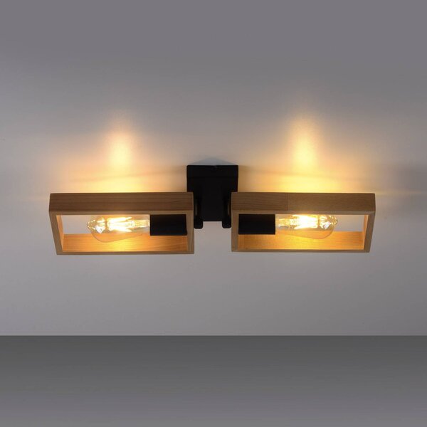 JUST LIGHT. GmbH Lampa sufitowa Frame, możliwość ściemniania, jasne drewno, salon / jadalnia, drewno