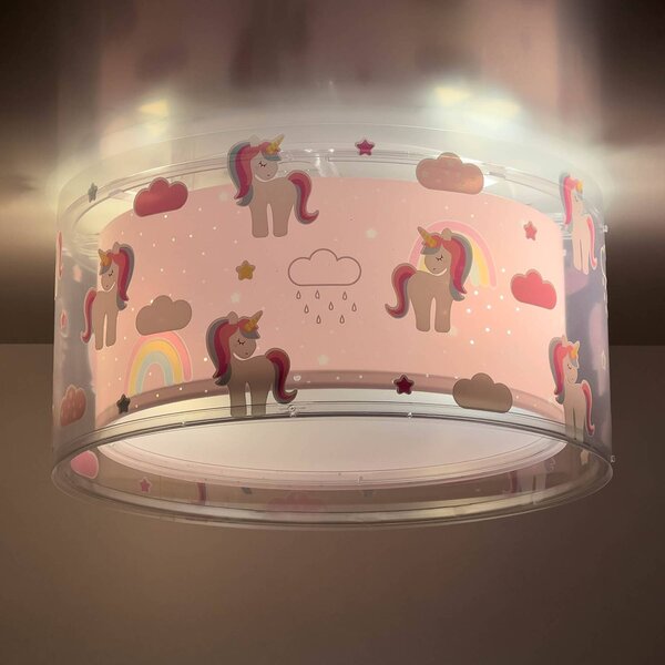 Dalber Lampa sufitowa UNICORNS, możliwość ściemniania, fioletowy / różowy / bladoróżowy, pokój dziecięcy, tworzywo sztuczne