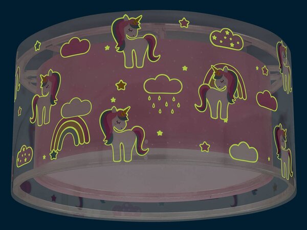Dalber Lampa sufitowa UNICORNS, możliwość ściemniania, fioletowy / różowy / bladoróżowy, pokój dziecięcy, tworzywo sztuczne