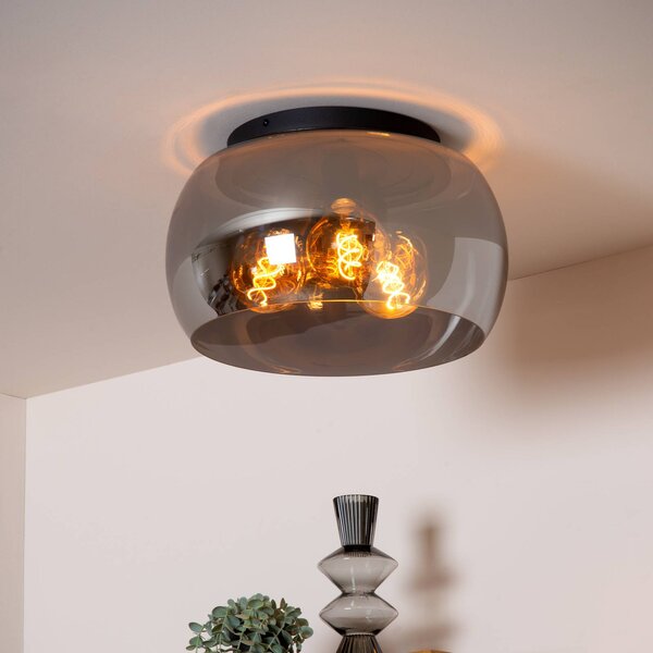Lucide Lampa sufitowa Olivia, możliwość ściemniania, aluminiowy / szary / cynkowy, salon / jadalnia, szkło