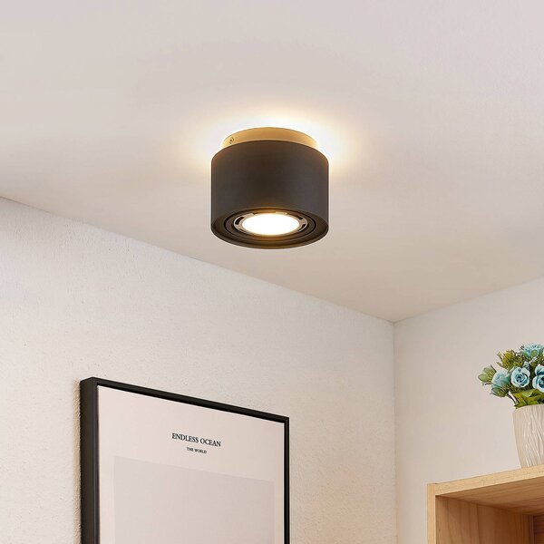 Lampa sufitowa Walisa Arcchio, możliwość ściemniania, czarny, salon / jadalnia, aluminium, nowoczesny