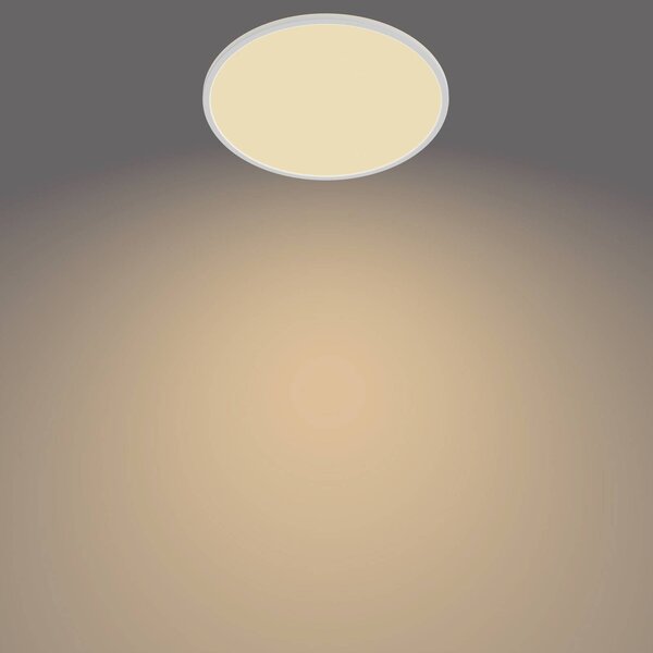 Philips Lampa sufitowa LED Superslim, możliwość ściemniania, biały / opal, biuro, metal