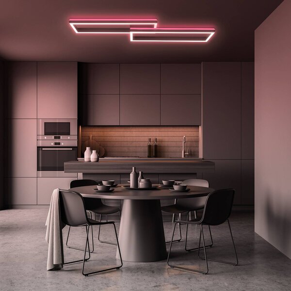 Briloner Lampa sufitowa LED Frame, możliwość ściemniania, czarny, salon / jadalnia, metal, nowoczesny