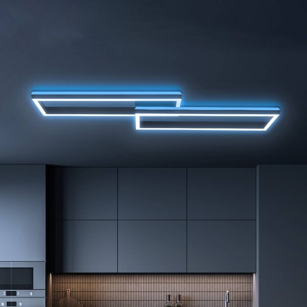 Briloner Lampa sufitowa LED Frame, możliwość ściemniania, czarny, salon / jadalnia, metal, nowoczesny
