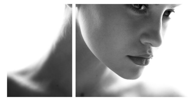 Obraz - czarno - biały portret kobiety (170x50 cm)
