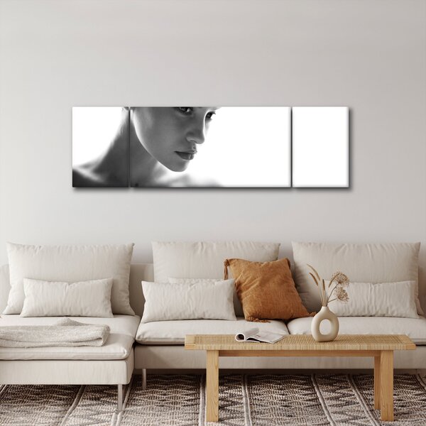 Obraz - czarno - biały portret kobiety (170x50 cm)