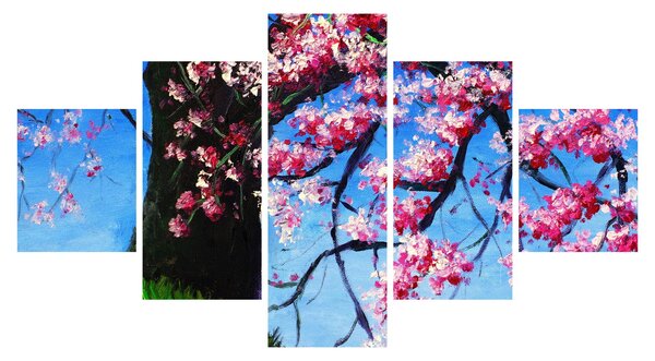 Obraz malowanego kwiatu wiśni (125x70 cm)
