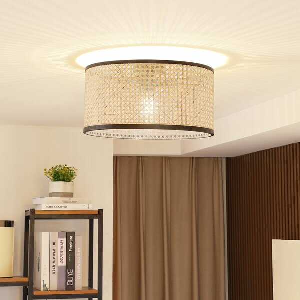 Lampa sufitowa Yaelle Lindby, możliwość ściemniania, jasne drewno, salon / jadalnia, drewno, dworkowy / rustykalny