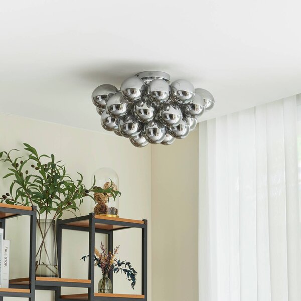 Lampa sufitowa Diborah Lucande, możliwość ściemniania, aluminiowy / szary / cynkowy, salon / jadalnia, szkło, design
