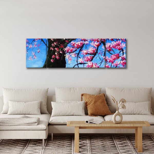 Obraz malowanego kwiatu wiśni (170x50 cm)