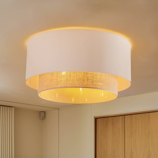 Lampa sufitowa Boho Duolla, możliwość ściemniania, kremowy / amber, sypialnia, tkanina / materiał / jedwab