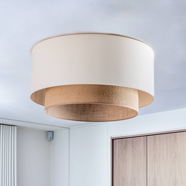 Lampa sufitowa Boho Duolla, możliwość ściemniania, kremowy / amber, sypialnia, tkanina / materiał / jedwab
