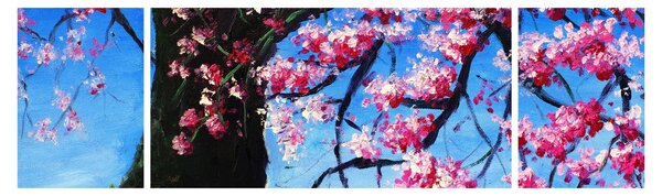 Obraz malowanego kwiatu wiśni (170x50 cm)