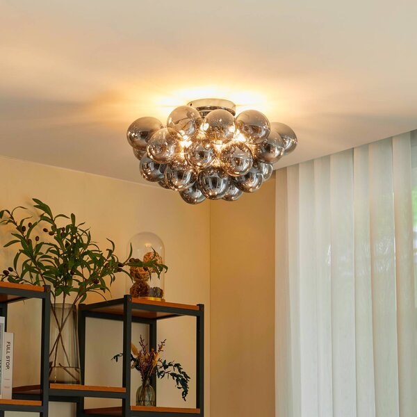 Lampa sufitowa Diborah Lucande, możliwość ściemniania, aluminiowy / szary / cynkowy, salon / jadalnia, szkło, design