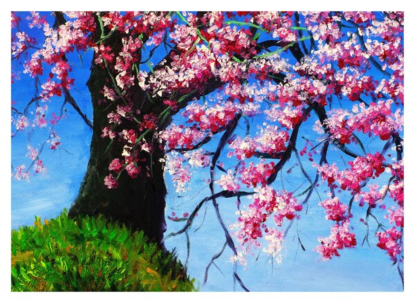 Obraz malowanego kwiatu wiśni (70x50 cm)