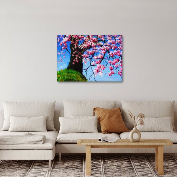 Obraz malowanego kwiatu wiśni (70x50 cm)